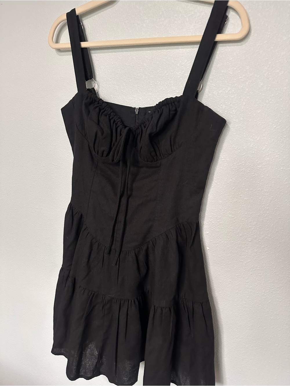 Pepper Mayo Black Ruched Babydoll Mini Dress S/M
